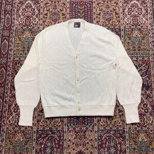 VTG 70s 80s Robert Bruce Mens Cream V‎ Neck Button Front Cardigan Sweater M